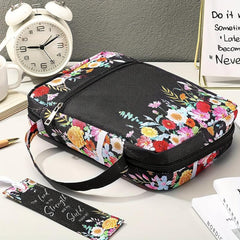 Floral Bible Case w/ Handle & Pocket, Carrying Organizer Bag for Girls
