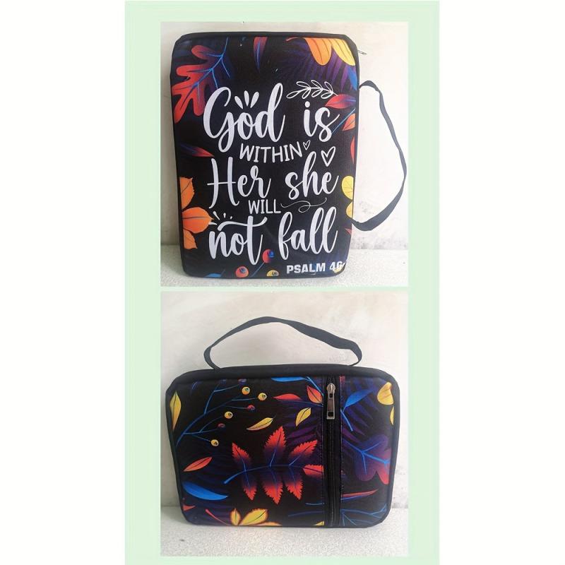 Floral Bible Case w/ Handle & Pocket, Carrying Organizer Bag for Girls