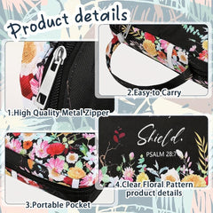 Floral Bible Case w/ Handle & Pocket, Carrying Organizer Bag for Girls