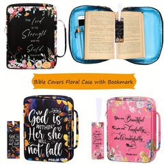 Floral Bible Case w/ Handle & Pocket, Carrying Organizer Bag for Girls