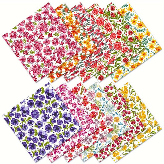12pcs Flower Series Brochure Material Paper for DIY Photo Album Scrapbook