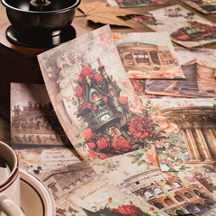 30 Pcs Retro Travel Theme Diary Collage Paper 12.4x8In, 17.7In