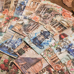30 Pcs Retro Travel Theme Diary Collage Paper 12.4x8In, 17.7In