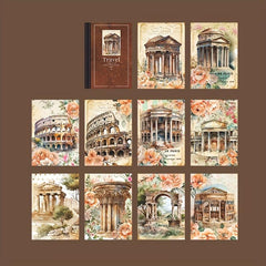 30 Pcs Retro Travel Theme Diary Collage Paper 12.4x8In, 17.7In