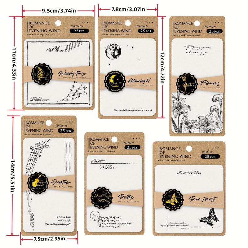 25pcs Evening Wind Romance Memo Pad Retro Scrapbooking Diary Planner