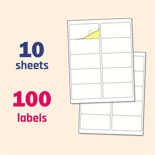 Printable Sticker Labels Matte 10 Labels/Page 2x4 10/20 Sheets