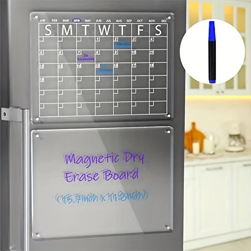Acrylic Magnetic Dry Erase Board Calendar For Fridge - Clear