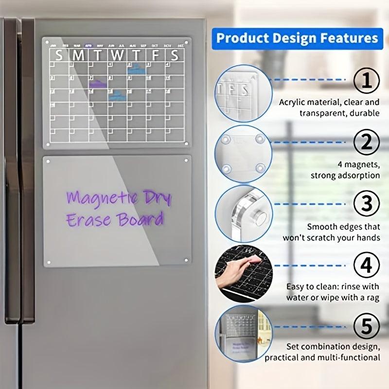 Acrylic Magnetic Dry Erase Board Calendar For Fridge - Clear