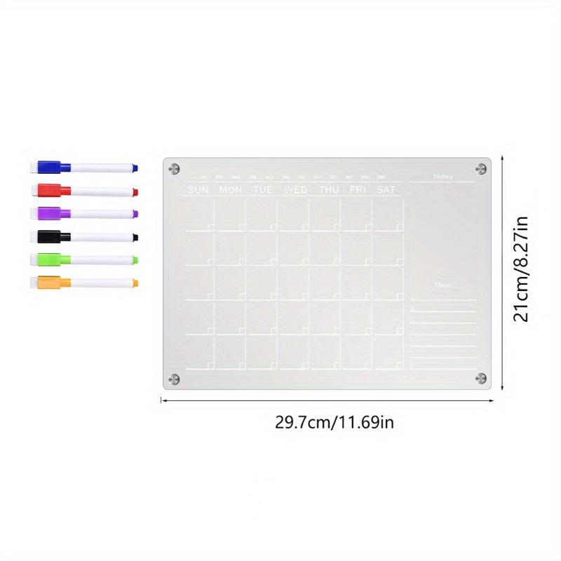 Acrylic Magnetic Dry Erase Board Calendar For Fridge - Clear