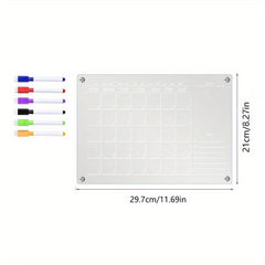 Acrylic Magnetic Dry Erase Board Calendar For Fridge - Clear