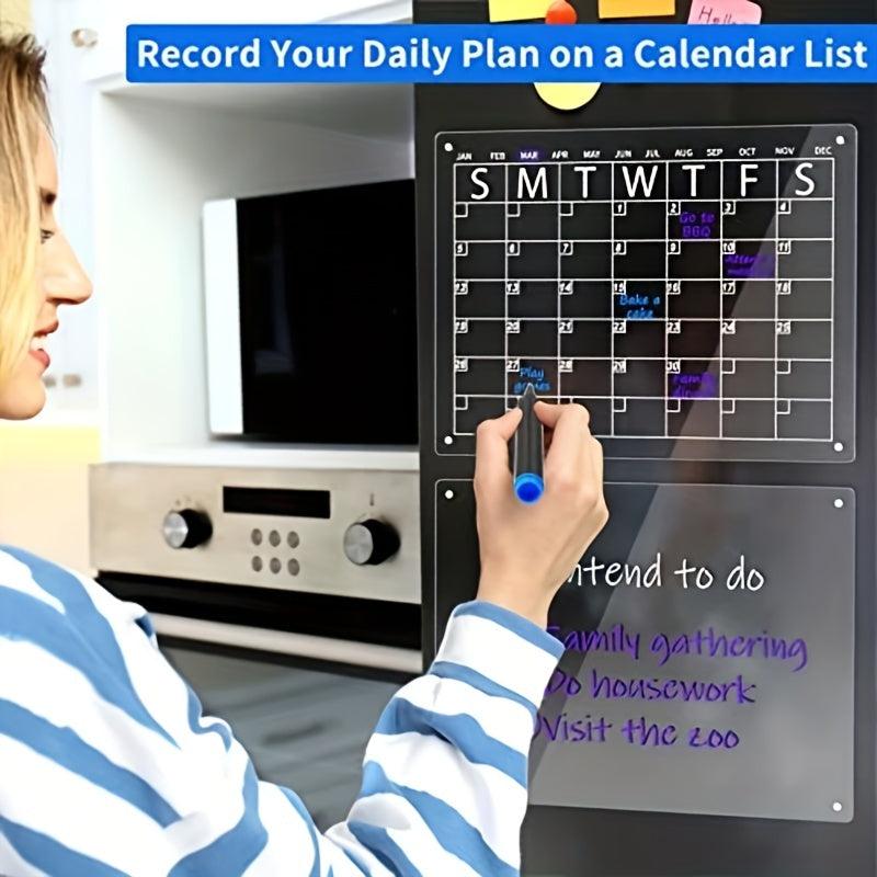 Acrylic Magnetic Dry Erase Board Calendar For Fridge - Clear