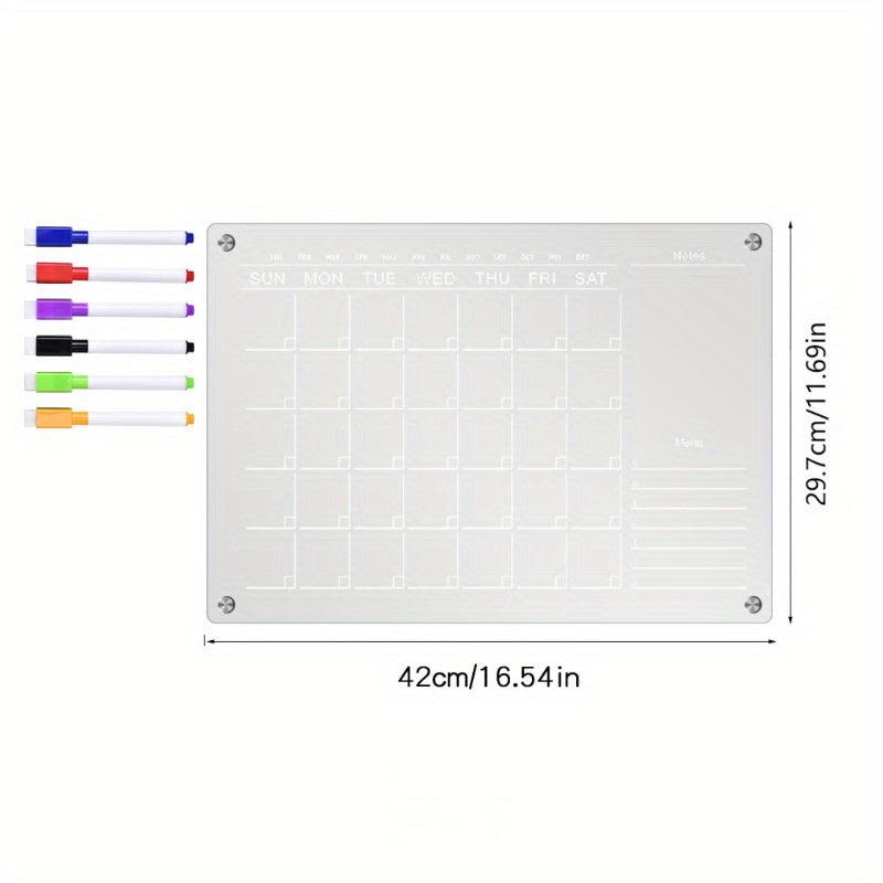 Acrylic Magnetic Dry Erase Board Calendar For Fridge - Clear