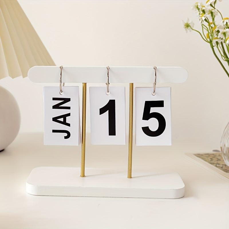 Modern Wooden Page Flip Desk Calendar Office Desktop Decoration