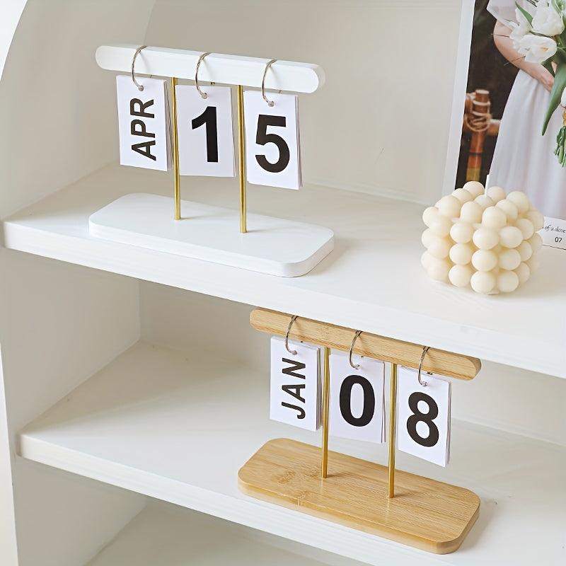 Modern Wooden Page Flip Desk Calendar Office Desktop Decoration