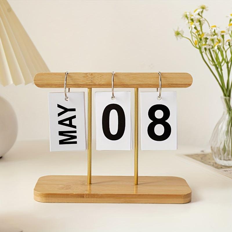 Modern Wooden Page Flip Desk Calendar Office Desktop Decoration
