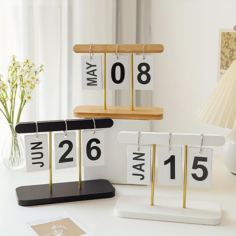 Modern Wooden Page Flip Desk Calendar Office Desktop Decoration