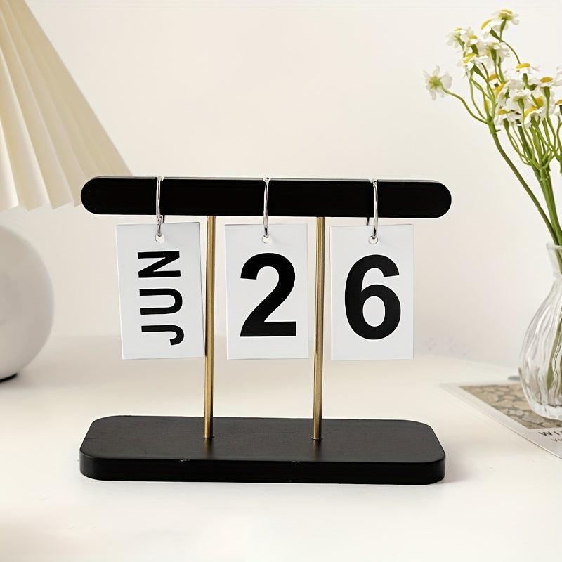 Modern Wooden Page Flip Desk Calendar Office Desktop Decoration