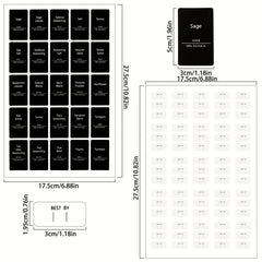 Minimalist Removable Spice Labels - Waterproof Seasoning Stickers