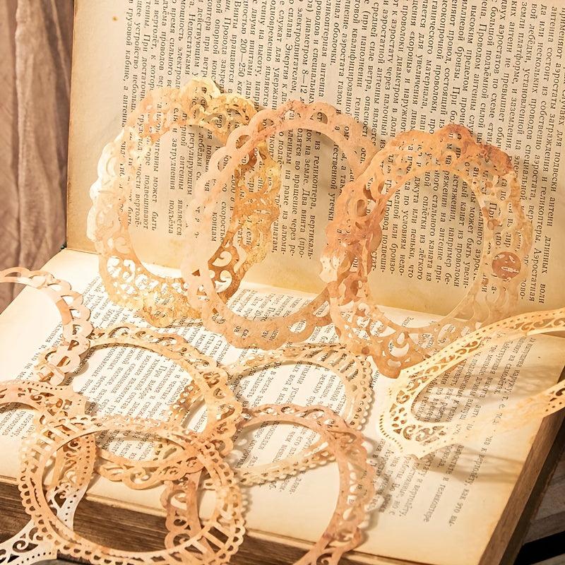 10pcs Pack Paper Space Time Series Lace Border Decoration Base Paper