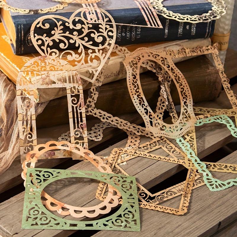 10pcs Pack Paper Space Time Series Lace Border Decoration Base Paper