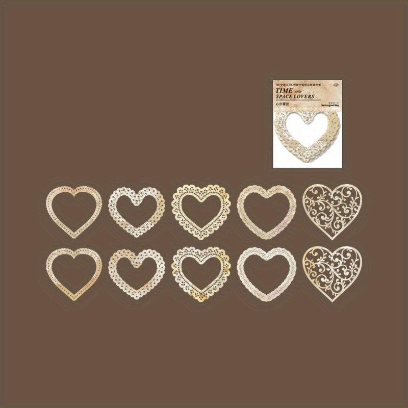 10pcs Pack Paper Space Time Series Lace Border Decoration Base Paper
