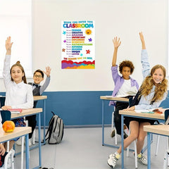 Classroom Rules Rainbow Poster 27.94x43 Dry Erase Sign
