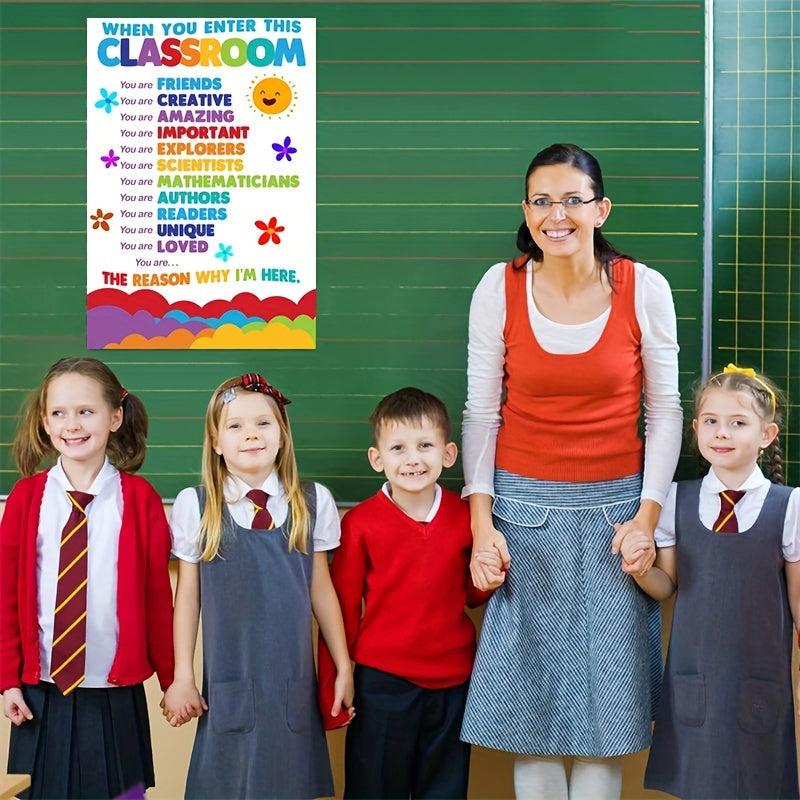Classroom Rules Rainbow Poster 27.94x43 Dry Erase Sign