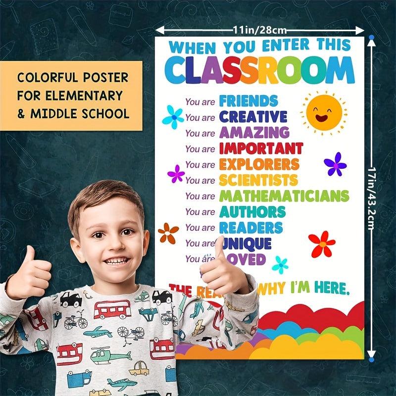 Classroom Rules Rainbow Poster 27.94x43 Dry Erase Sign