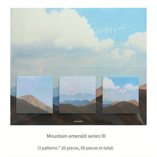 60 Sheets Sticky Notes Mountain Forest Cloud Sea Note Paper Student Stationery