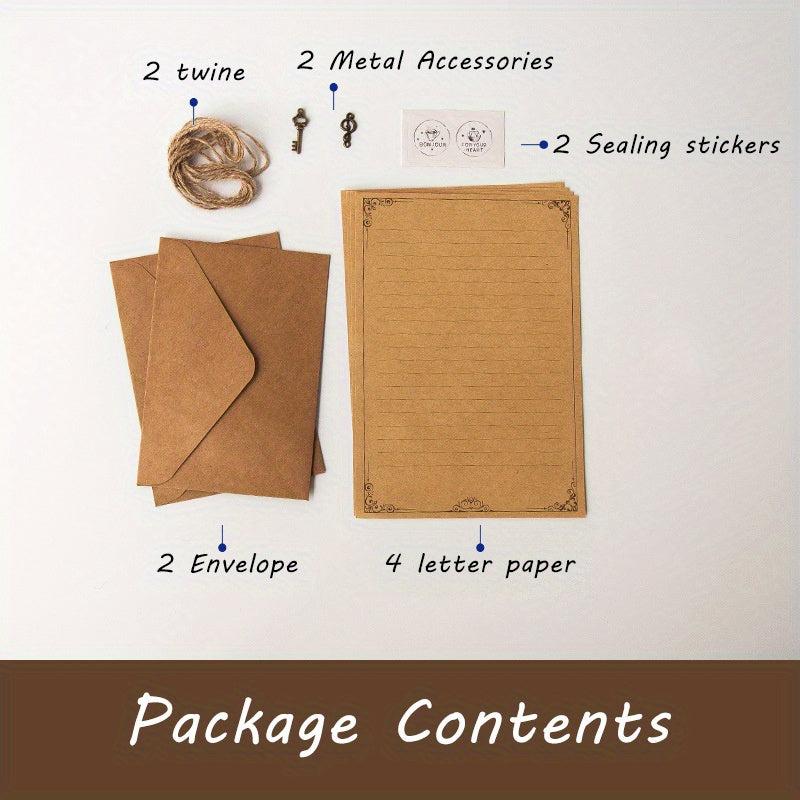 12pcs Vintage Stationary Paper And Envelopes Set