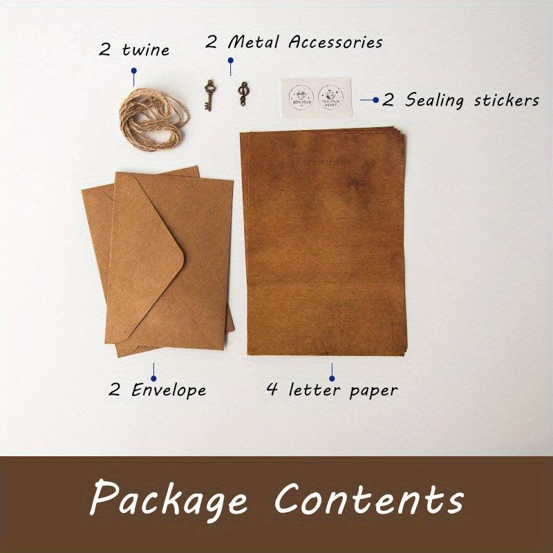 12pcs Vintage Stationary Paper And Envelopes Set