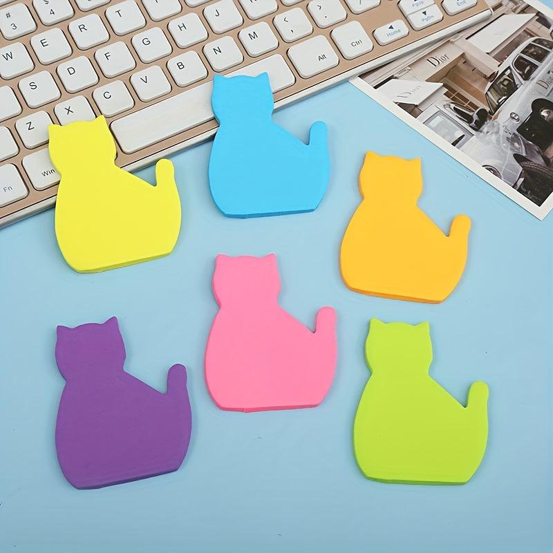 Cat Sticky Note Set - 6 Cartoon Cat Shape Sticky Note Paper