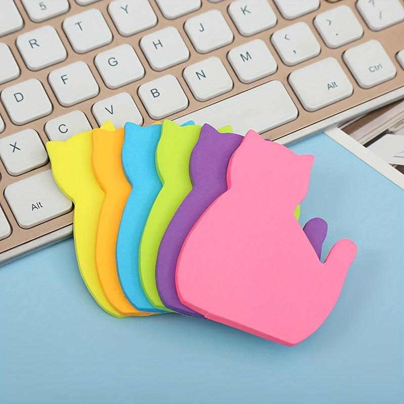 Cat Sticky Note Set - 6 Cartoon Cat Shape Sticky Note Paper