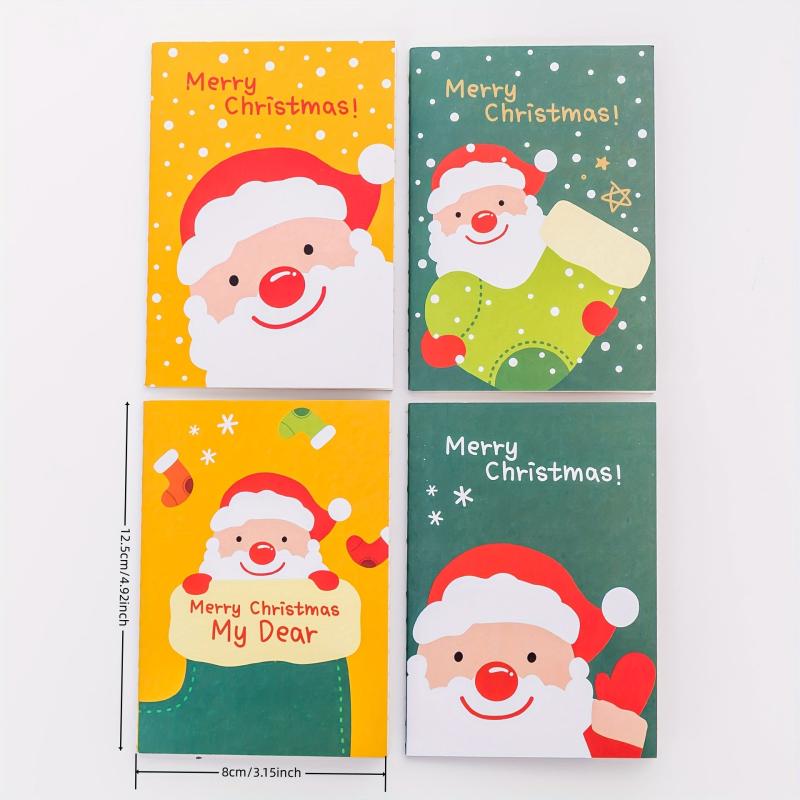 4pcs Cartoon Christmas Series Notebook Mini Pocket Small Book
