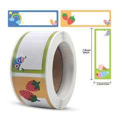 120 Student Name Stickers - Small Labels - 3 Cartoon Patterns - Adhesive