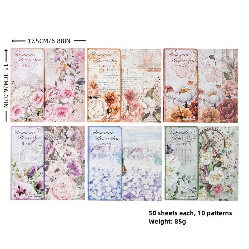 50 Sheets Romantic Flowers Sunshine Flower Theme DIY Stickers