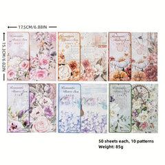 50 Sheets Romantic Flowers Sunshine Flower Theme DIY Stickers