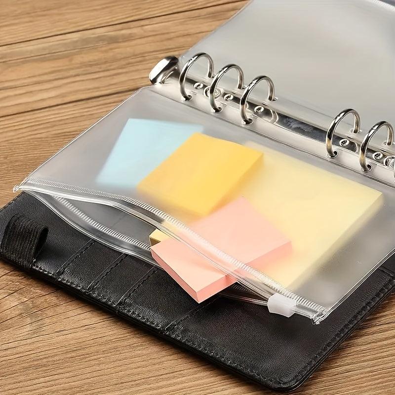 30pcs A6 Binder Pocket 6 Holes Budget Envelopes Clear Zipper Ring Bag