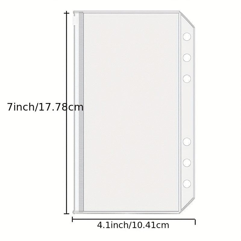 30pcs A6 Binder Pocket 6 Holes Budget Envelopes Clear Zipper Ring Bag