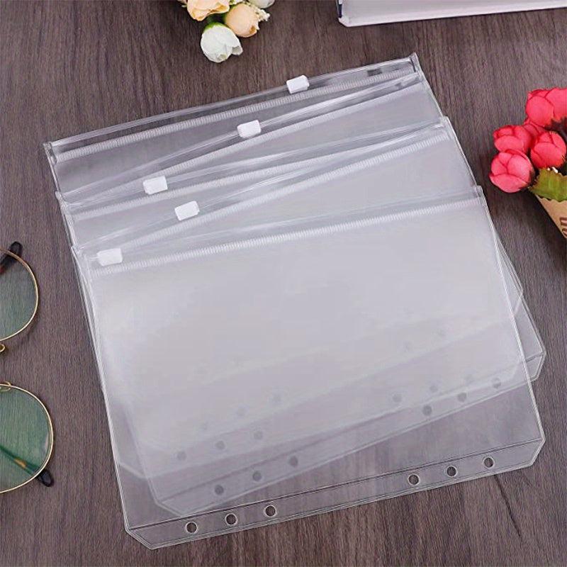 30pcs A6 Binder Pocket 6 Holes Budget Envelopes Clear Zipper Ring Bag