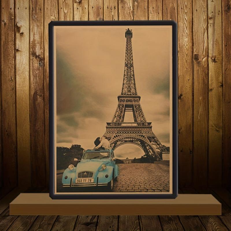 1pc Paris Eiffel Tower Nostalgic Photo Brown Paper Bar Poster Vintage Poster