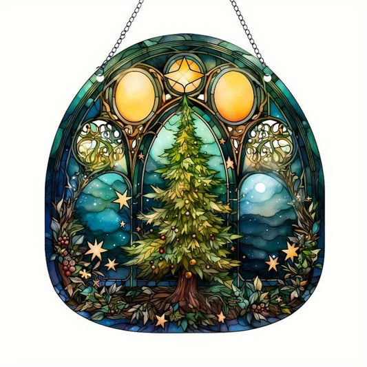 Christmas Tree Family Window Decoration Wall Hanging Retro