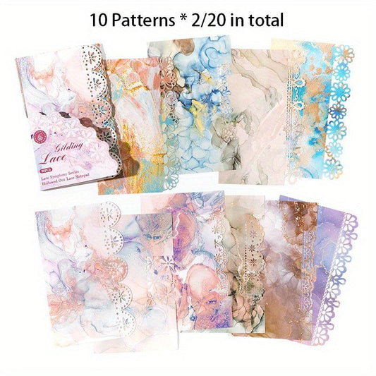20pcs Hollow Lace Writing Material Paper for DIY Crafts Gift Wrapping