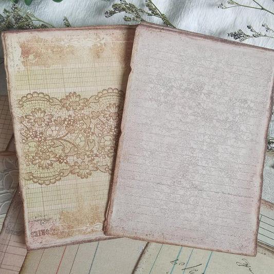 50pcs Grid Retro Butterfly Diary Decoration Yellowing Paper