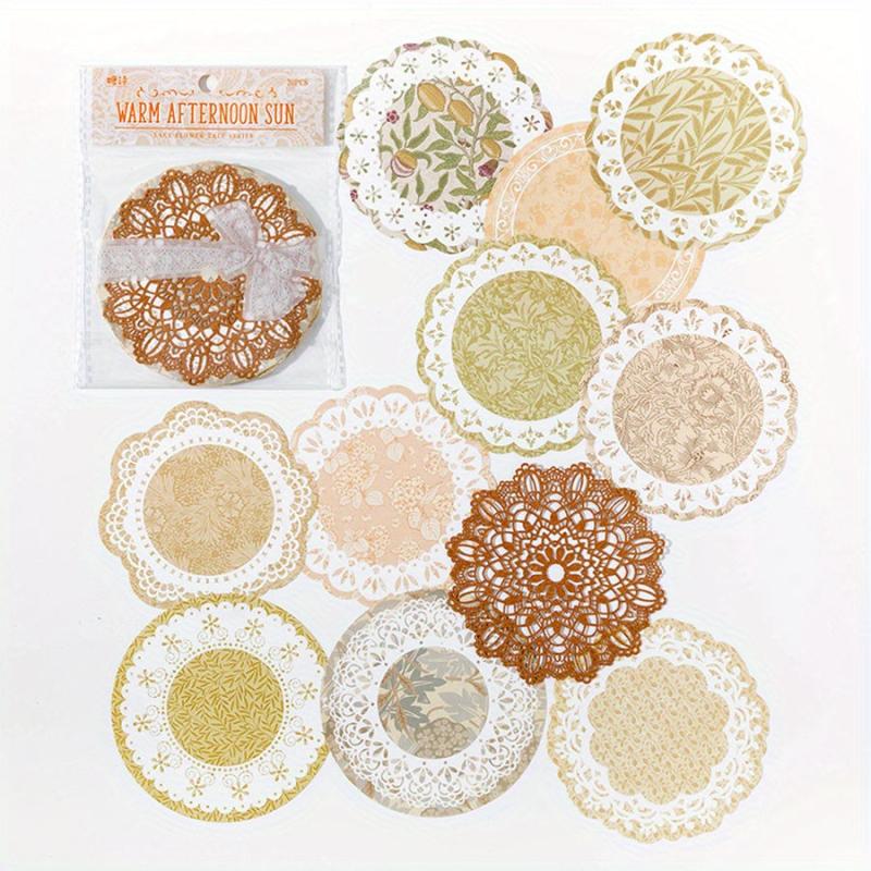 30 Sheets Sticky Notes Lace Flower Story Retro Pastoral Style Plant Pattern