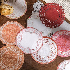 30 Sheets Sticky Notes Lace Flower Story Retro Pastoral Style Plant Pattern