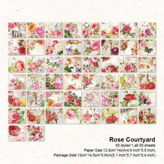 50 Vintage Plants Flowers Stickers for DIY Art Craft Journaling Scrapbook