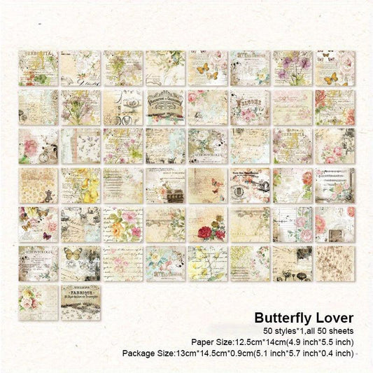 50 Vintage Plants Flowers Stickers for DIY Art Craft Journaling Scrapbook