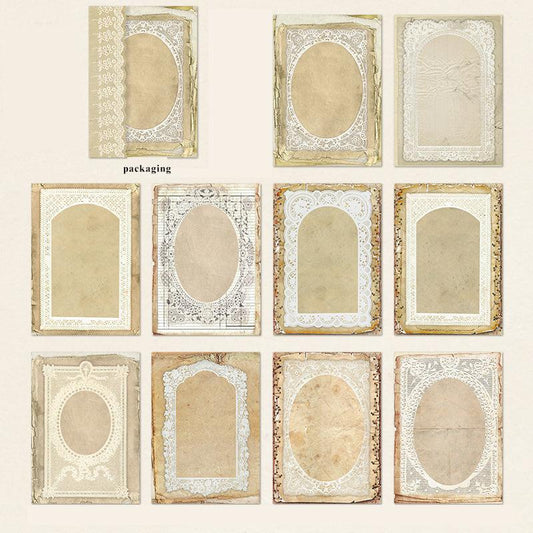 50pcs Vintage Lace Decorative Paper Collage for Bullet Journal 3.9in x 5.5in