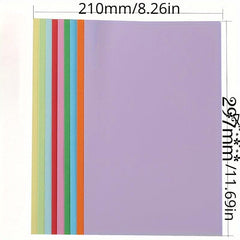 10 Sheets A4 Colorful Paper for Students, Hard Card Paper with Cover